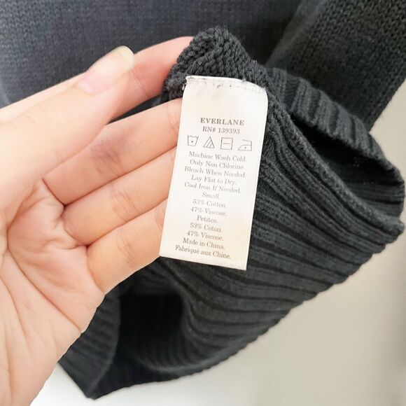 Everlane Black Cotton Sweater Crewneck Lightweight Small - Picture 5 of 5